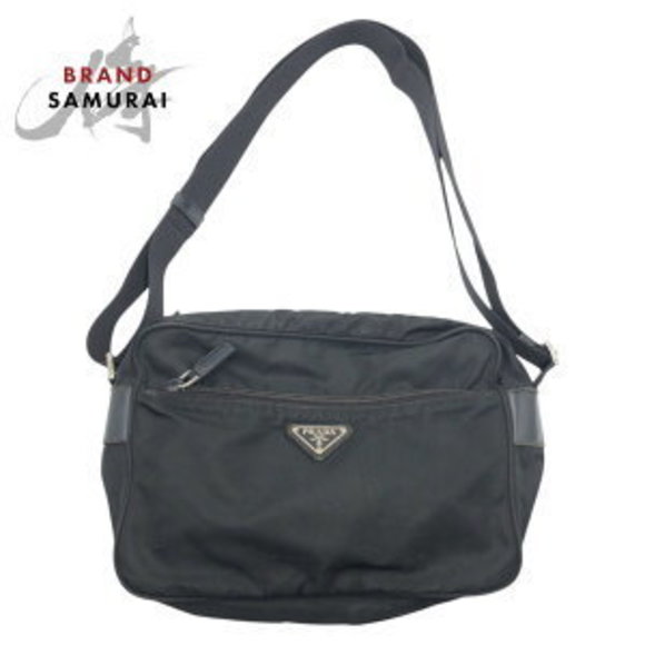 Prada Tessuto triangle black nylon Shoulder Bag messenger - Picture 1 of 8